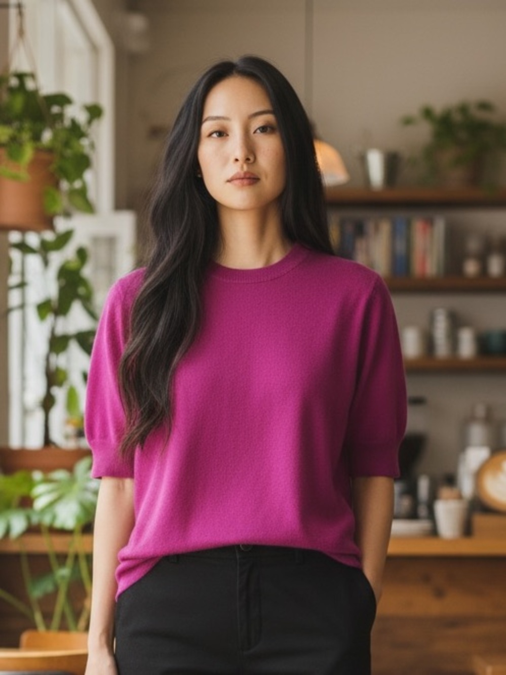 French Connection Fuchsia Crewneck Sweater